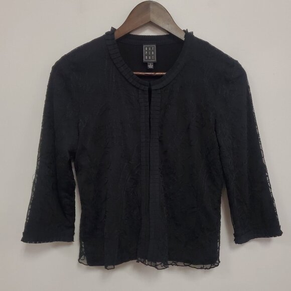 Due Per Due Women Whimsigoth Embroidered Mesh Cardigan Size S Black Fairy Grunge - Picture 1 of 10